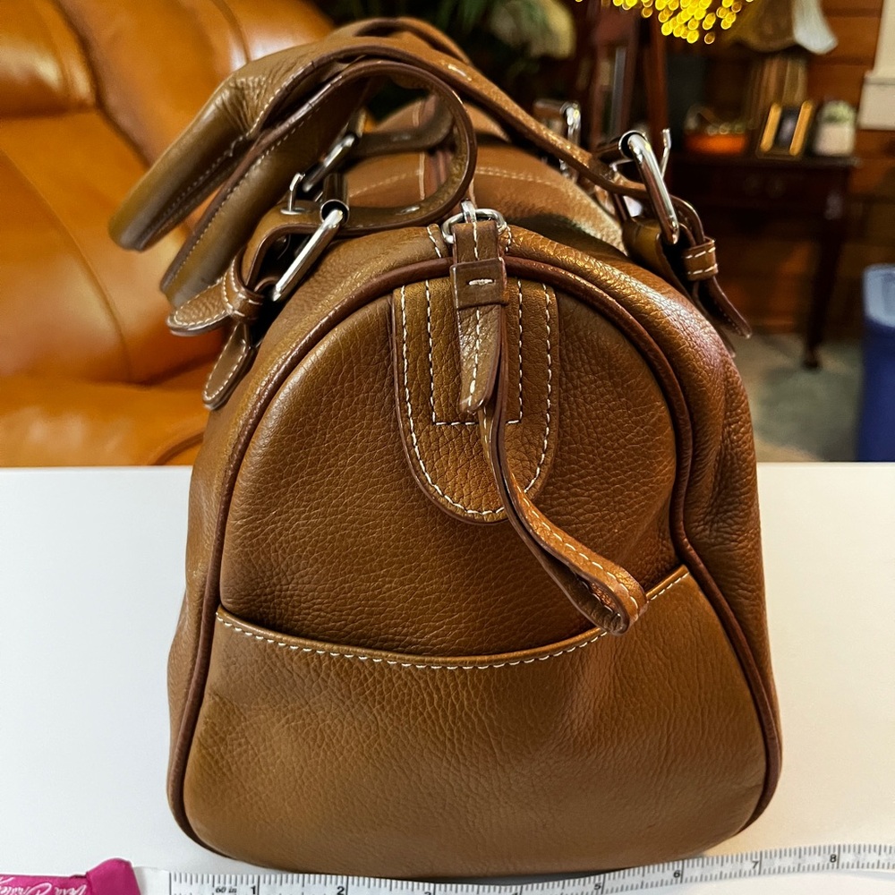 Tignanello Brown Leather Satchel with Silver Hardware 12” x 9” x 7”. - Picture 5 of 14
